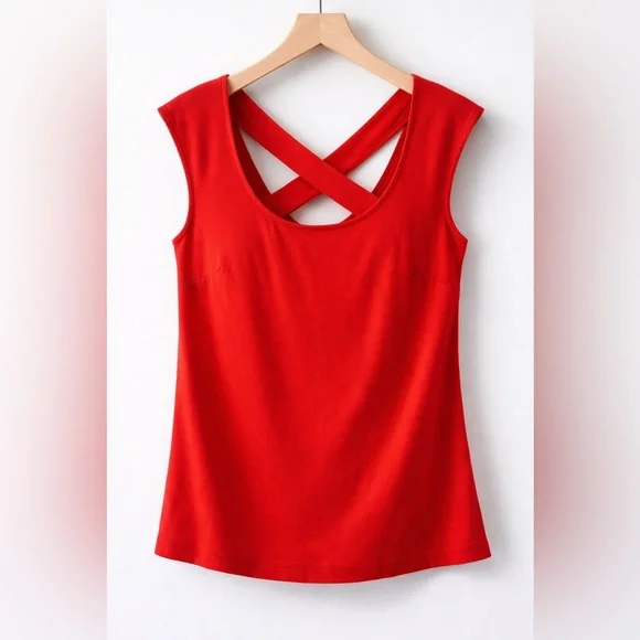 Banana Republic Red Crisscross Back Top - Picture 2 of 7